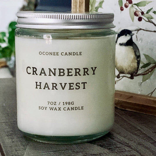 Cranberry Harvest Soy Candle - Cranberry, Currant, and Fir Scented - Oconee Candle