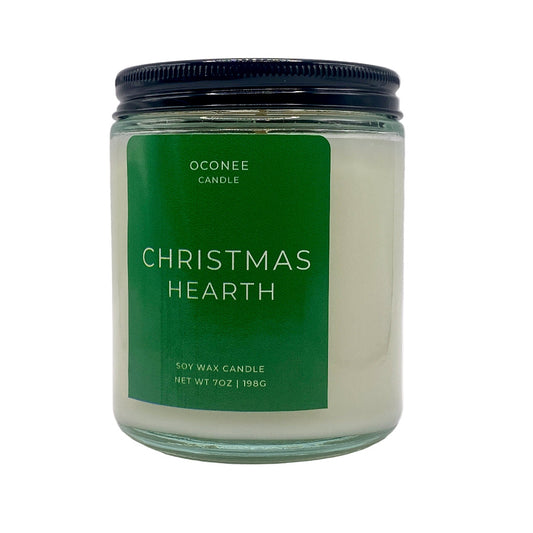 Christmas Hearth Soy Candle - Orange Peel, Clove, Pine Scent - Oconee Candle