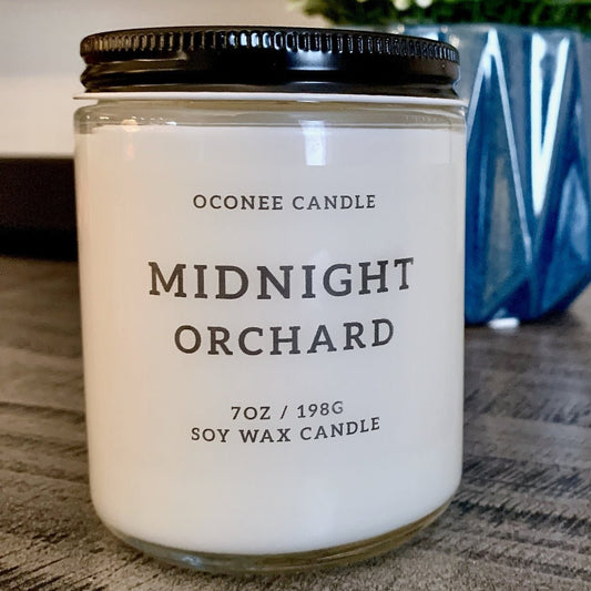 Midnight Orchard Soy Candle - Pear, Plum, and Sandalwood Scented - Oconee Candle