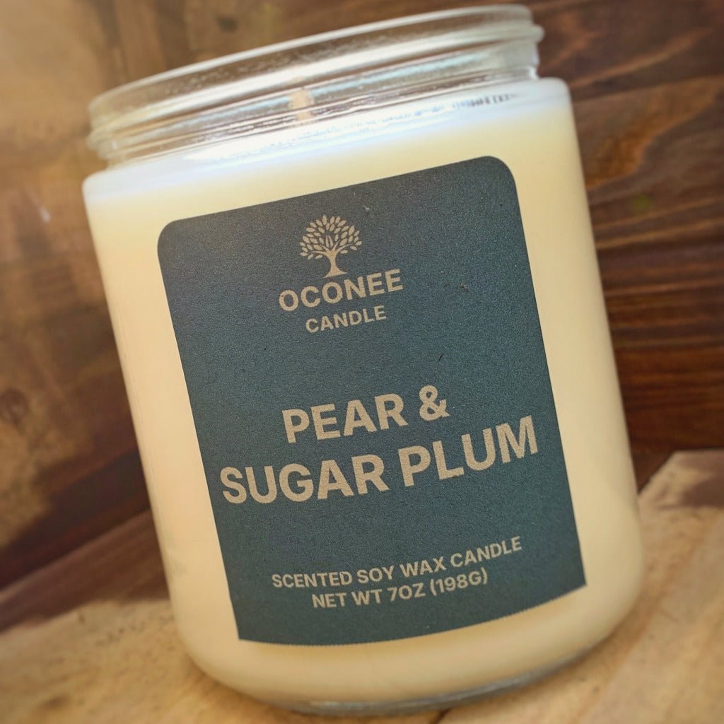Pear & Sugar Plum Soy Candle - Pear, Plum, and Sandalwood - Oconee Candle